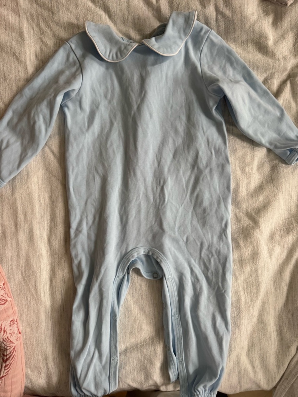 Southern Proper Light Blue Baby Footie with Peter Pan Collar